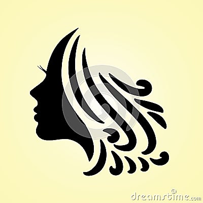 Salon Hair and beauty logo template silhouete woman potrait Vector Illustration