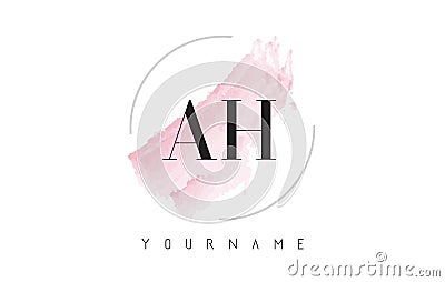 AH A H Watercolor Letter Logo Design with Circular Brush Pattern Vector Illustration