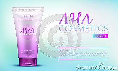 Aha cosmetic beauty product in pink tube container Vector Illustration