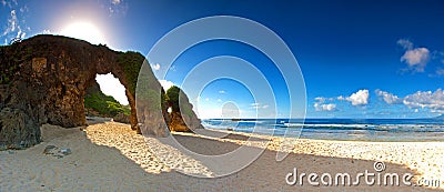 Ahao Rock Arch of Batanes Philippines Stock Photo