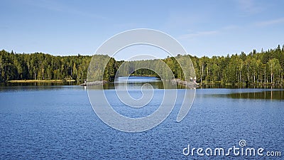 Ahead is the entrance to the channel cut through the granite-gneisses on the watershed Stock Photo