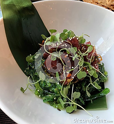 Ahi Tuna with Microgreens Stock Photo