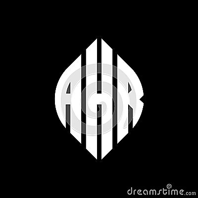 AHR circle letter logo design with circle and ellipse shape. AHR ellipse letters with typographic style. The three initials form a Vector Illustration