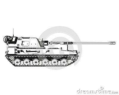 AHS Krab in abstract. Polish self-propelled artillery. Polish weapons. Poland army. Military armored vehicle Vector Illustration