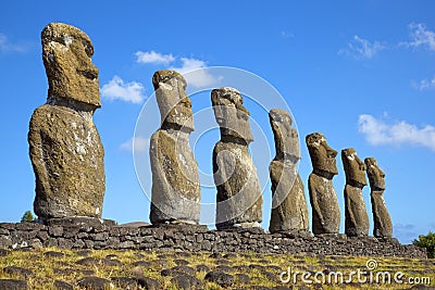 Ahu Akivi Moai, Rapa Nui, Easter Island, Chile. Stock Photo