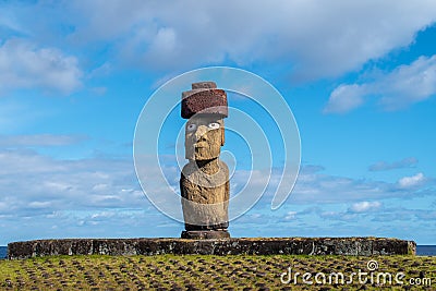 Ahu Ko Te Riku in the Tahai complex on Easter Island, Chile Stock Photo
