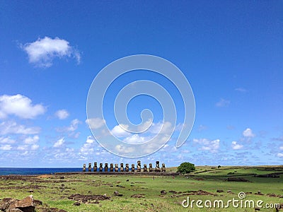 Ahu Tongariki Moai Stock Photo