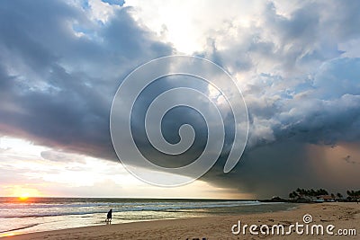 Ahungalla Beach, Sri Lanka - Impressive atmosphere disturbance d Editorial Stock Photo