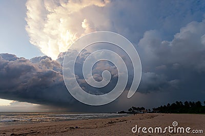 Ahungalla Beach, Sri Lanka - Overclouded landscape during sunset Editorial Stock Photo