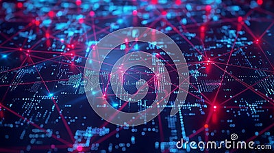 AI algorithms graphically analyze network behavior for insider threats. Stock Photo