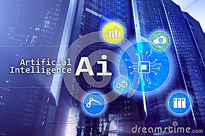 AI, Artificial , automation and modern information technology concept on virtual screen Stock Photo