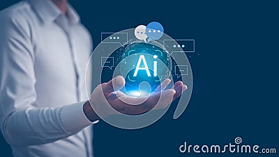Ai, artificial integration technology concept. Chat with AI robot. Stock Photo