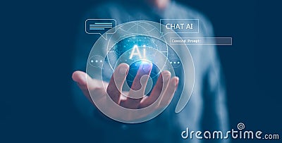 Ai, artificial integration technology concept. Chat with AI robot. Stock Photo