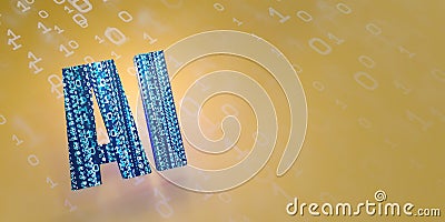 AI artificial intelligence background image network digital computer technology 3D illustration Cartoon Illustration