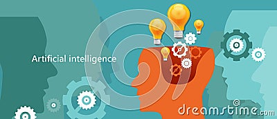 AI artificial intelligence computer technology to create human-like robot brain Vector Illustration