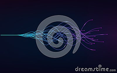 Ai - artificial intelligence and deep learning concept of neural networks. Wave equalizer. Blue and purple lines. Vector Vector Illustration