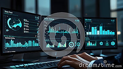 AI, Artificial Intelligence, AI-generated content Concepts. Artist Man uses AI Art to generate image content. Stock Photo