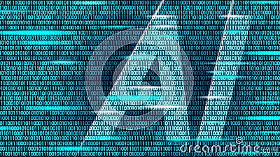 AI artificial intelligence letters on code data flow. Virtual assistant app geometric symbol support service technology Vector Illustration