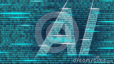 AI artificial intelligence letters on code data flow. Virtual assistant app geometric symbol support service technology Vector Illustration