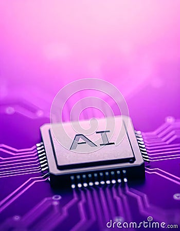AI Artificial intelligence, Machine learning, Big data analysis, AI microchip on electric circuit board, artificial intelligence Stock Photo