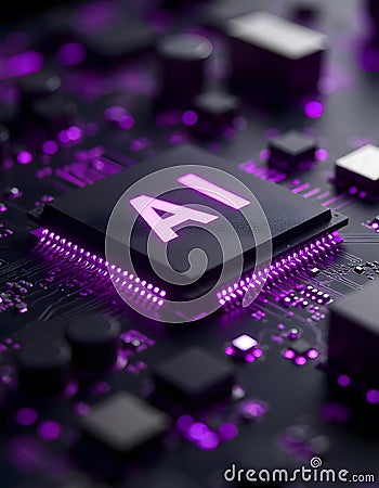 AI Artificial intelligence, Machine learning, Big data analysis, AI microchip on electric circuit board, artificial intelligence Stock Photo