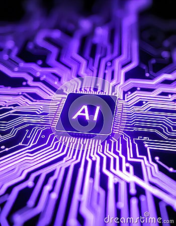 AI Artificial intelligence, Machine learning, Big data analysis, AI microchip on electric circuit board, artificial intelligence Stock Photo