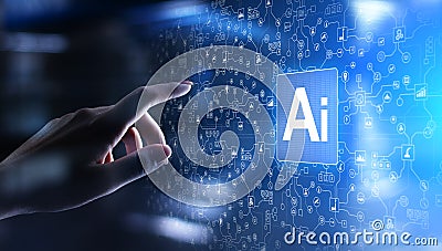 AI Artificial intelligence, Machine learning, Big data analysis and automation technology in business Stock Photo