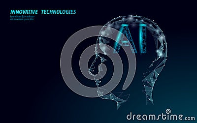 AI artificial intelligence robot support 3D. Virtual assistant voice recognition service technology. Chatbot human brain Vector Illustration