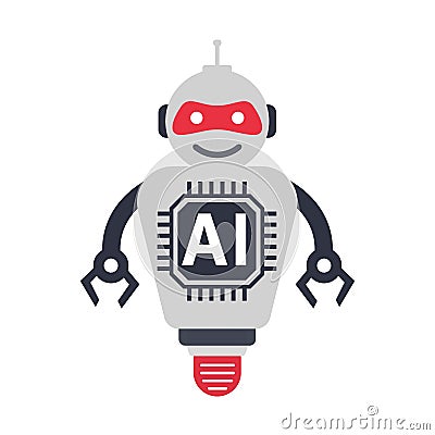 AI Artificial intelligence technology cartoon robot â€“ vector Stock Photo