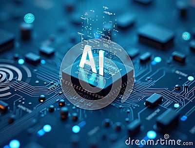 AI artificial intelligence technology CPU central processor unit chipset on the printed circuit board Stock Photo