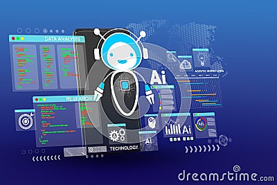 AI Artificial Intelligence technology for data analysis, research, planning, and work generate. AI assistant dashboard Stock Photo