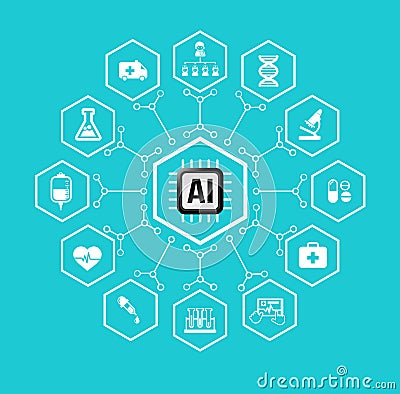 AI Artificial intelligence Technology for Healthcare and medical icon and design element Vector Illustration