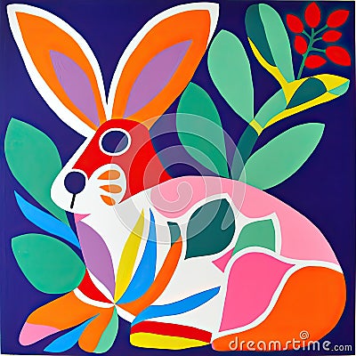 Artistic Easter Bunnies in Vibrant Colors Stock Photo