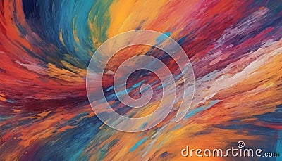 AI-Assisted Brushwork for Abstract Art Creation: A Spectrum of Vibrant Colors with a Digital Paintbrush Stock Photo