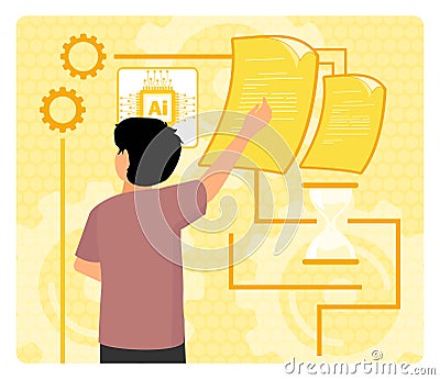 AI Automated Data Preprocessing. Vector Illustration