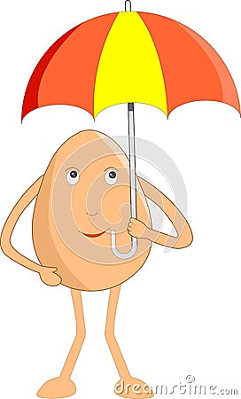 Indian-themed egg cartoon - Happy egg with umbrella. Vector Illustration. Vector Illustration