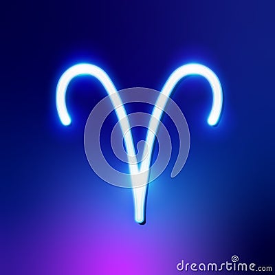 Neon Astrological Aries Horoscope zodiac sign symbol icon Cartoon Illustration