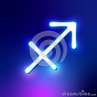 Sagittarius Astrological Horoscope zodiac vector sign symbol icon in Neon Graphic style Cartoon Illustration