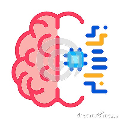 Ai Brain Chip Icon Vector Outline Illustration Vector Illustration