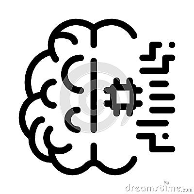 Ai Brain Chip Icon Vector Outline Illustration Vector Illustration