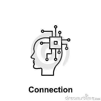 Ai, brain, cpu icon. Element of creative thinkin icon witn name. Thin line icon for website design and development, app Stock Photo