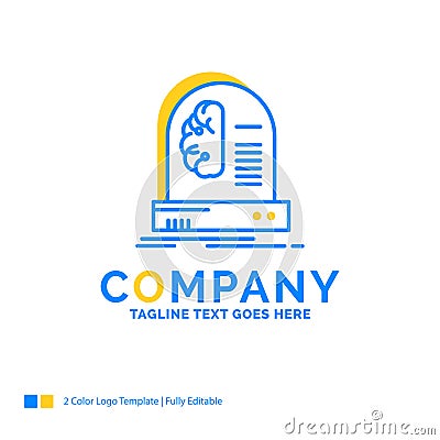 Ai, brain, future, intelligence, machine Blue Yellow Business Lo Vector Illustration