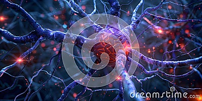 AI brain scan detects Alzheimers through digital network mapping of neurons. Concept Alzheimer's, Stock Photo