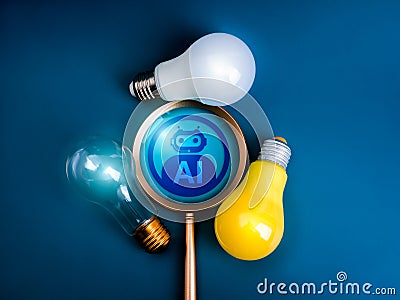 AI business solution strategy bot technology, data searching tools service concept. Artificial intelligence robot icon in Stock Photo