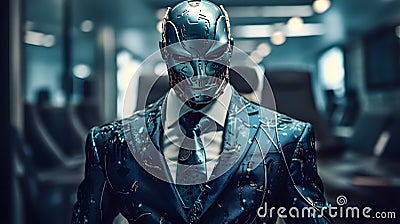 AI businessman in a suit, professional, machine, robot, generative AI Stock Photo