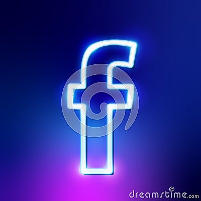 NEON light Facebook Store editorial social media icon vector illustration Cartoon Illustration