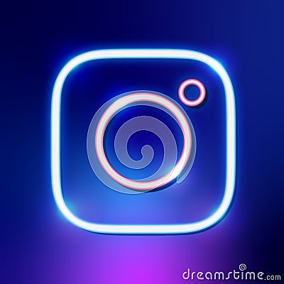 NEON light Instagram editorial social media icon vector illustration Cartoon Illustration