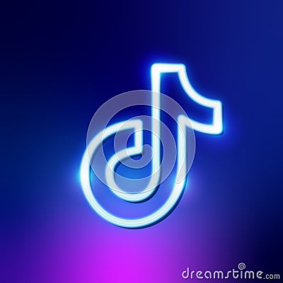 NEON light TikTok editorial social media icon vector illustration Cartoon Illustration