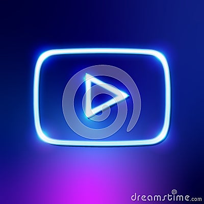 NEON light YouTube editorial socialmedia vector icon Cartoon Illustration