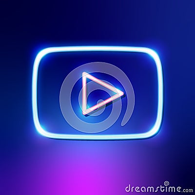 NEON light YouTube editorial socialmedia vector icon Cartoon Illustration